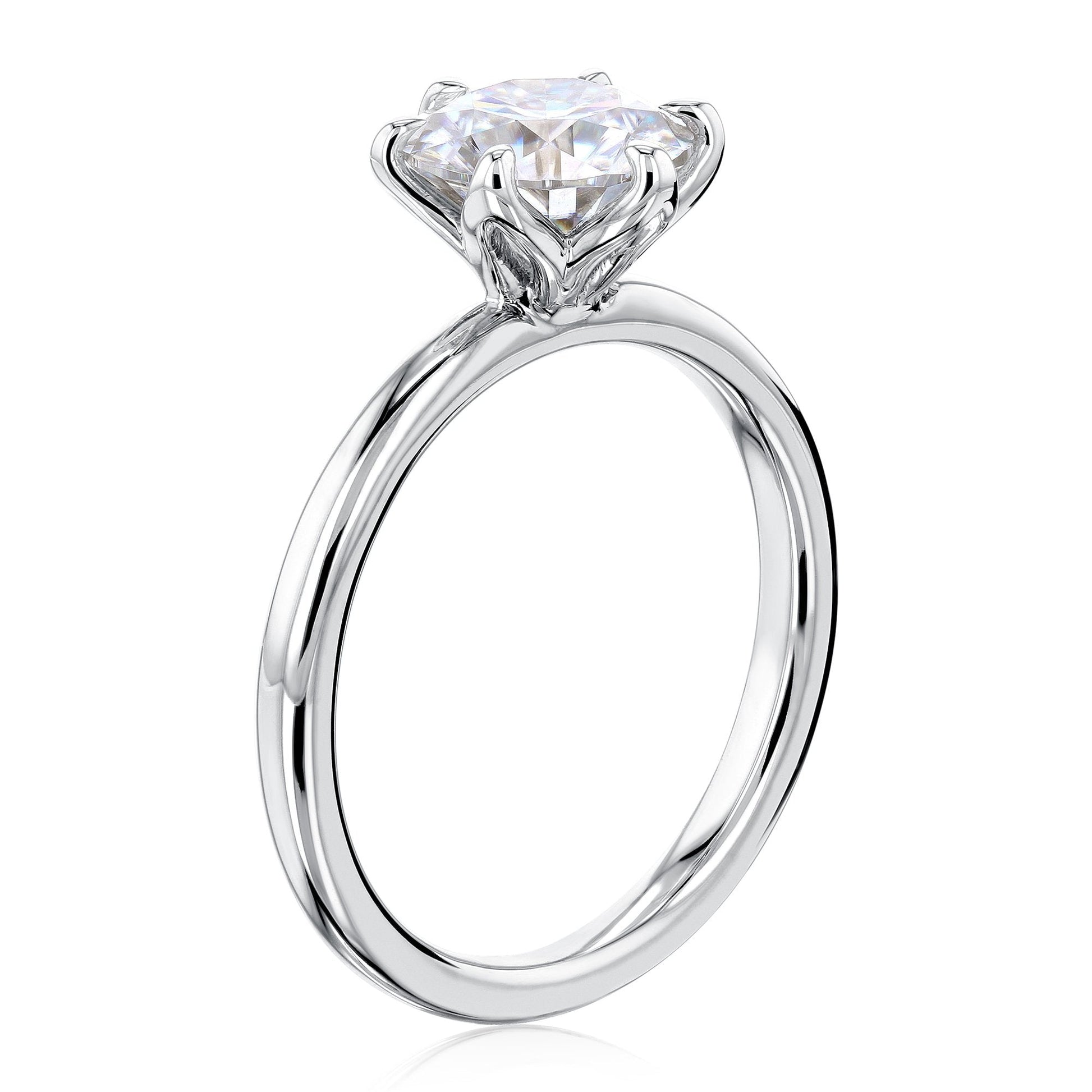 Kobelli 6-Prong Solitaire Plain Solid Gold Band Floating Tulip Setting Engagement Ring