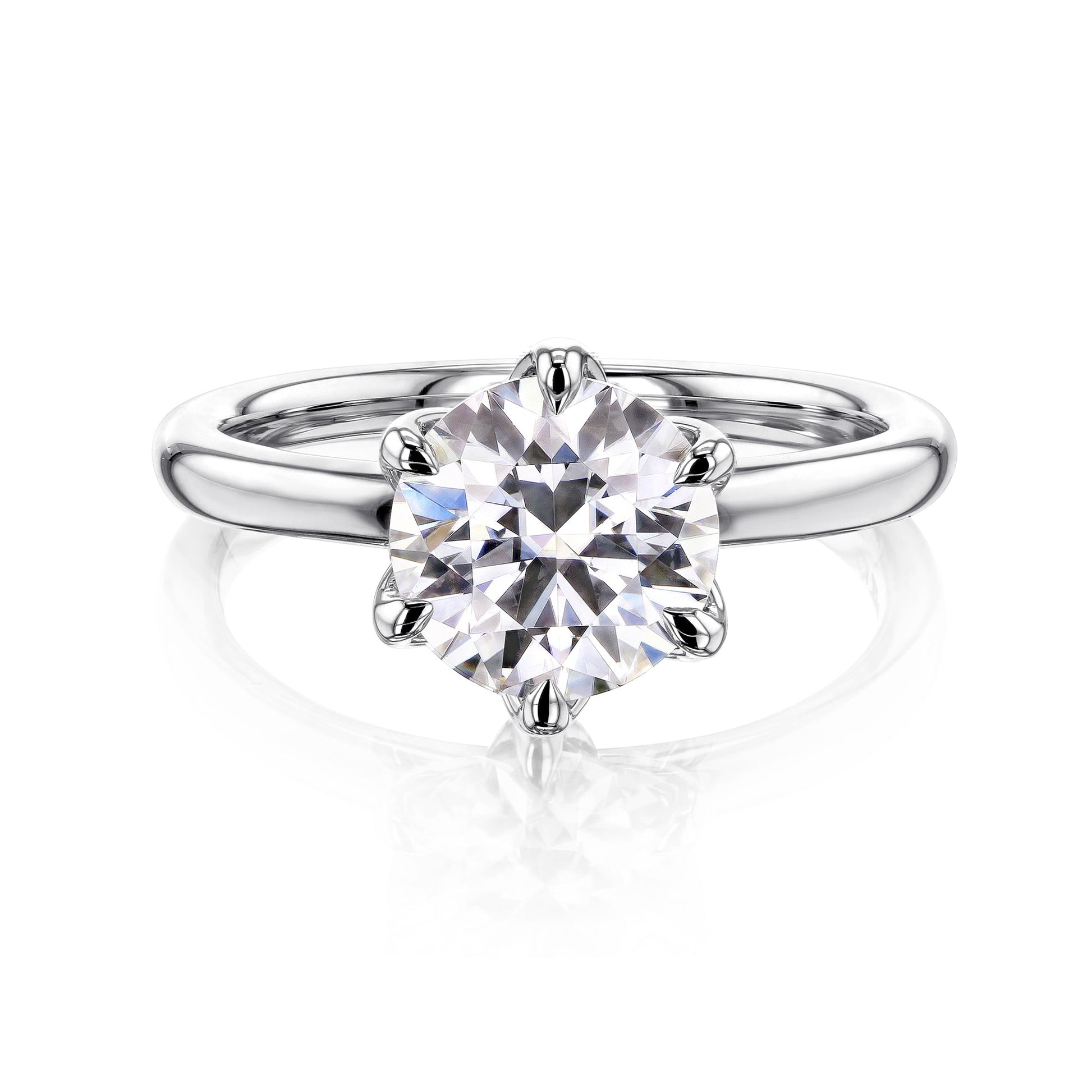 Kobelli 6-Prong Solitaire Plain Solid Gold Band Floating Tulip Setting Engagement Ring