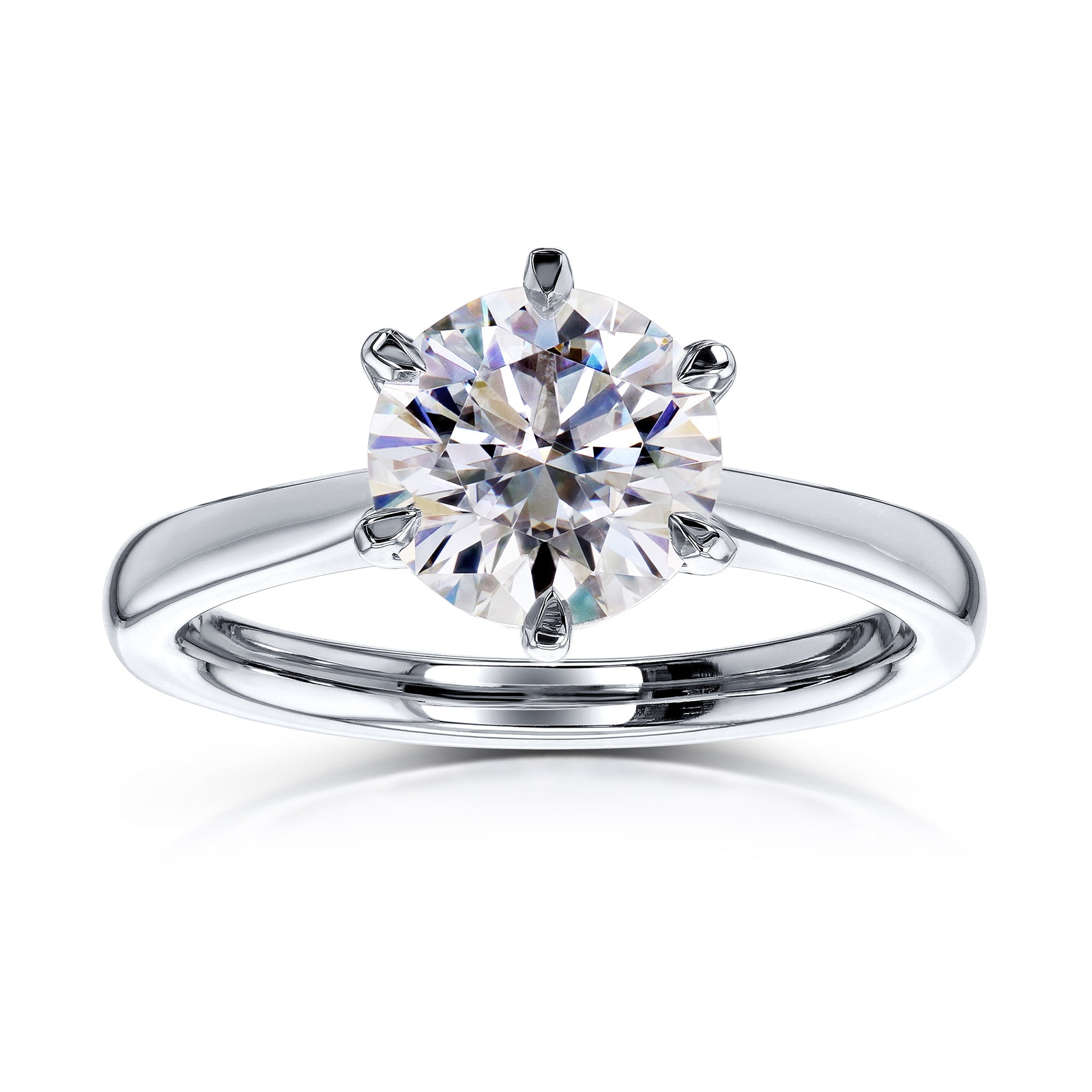 Kobelli 6-Prong Solitaire Plain Solid Gold Band Cathedral Engagement Ring