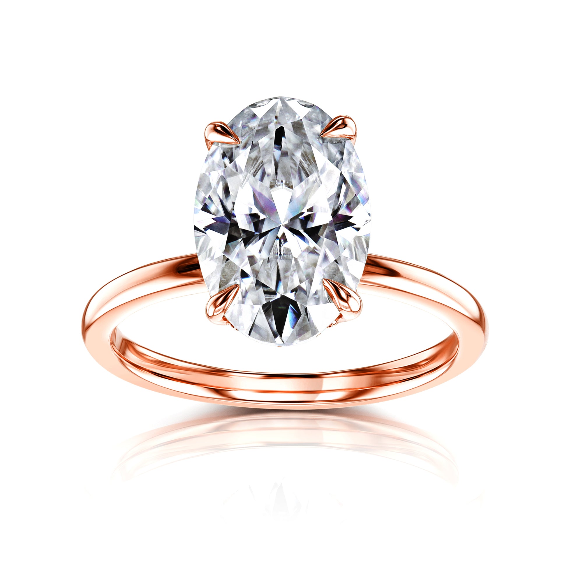 12x8 mm Oval Plain Band Ring in Rose Gold