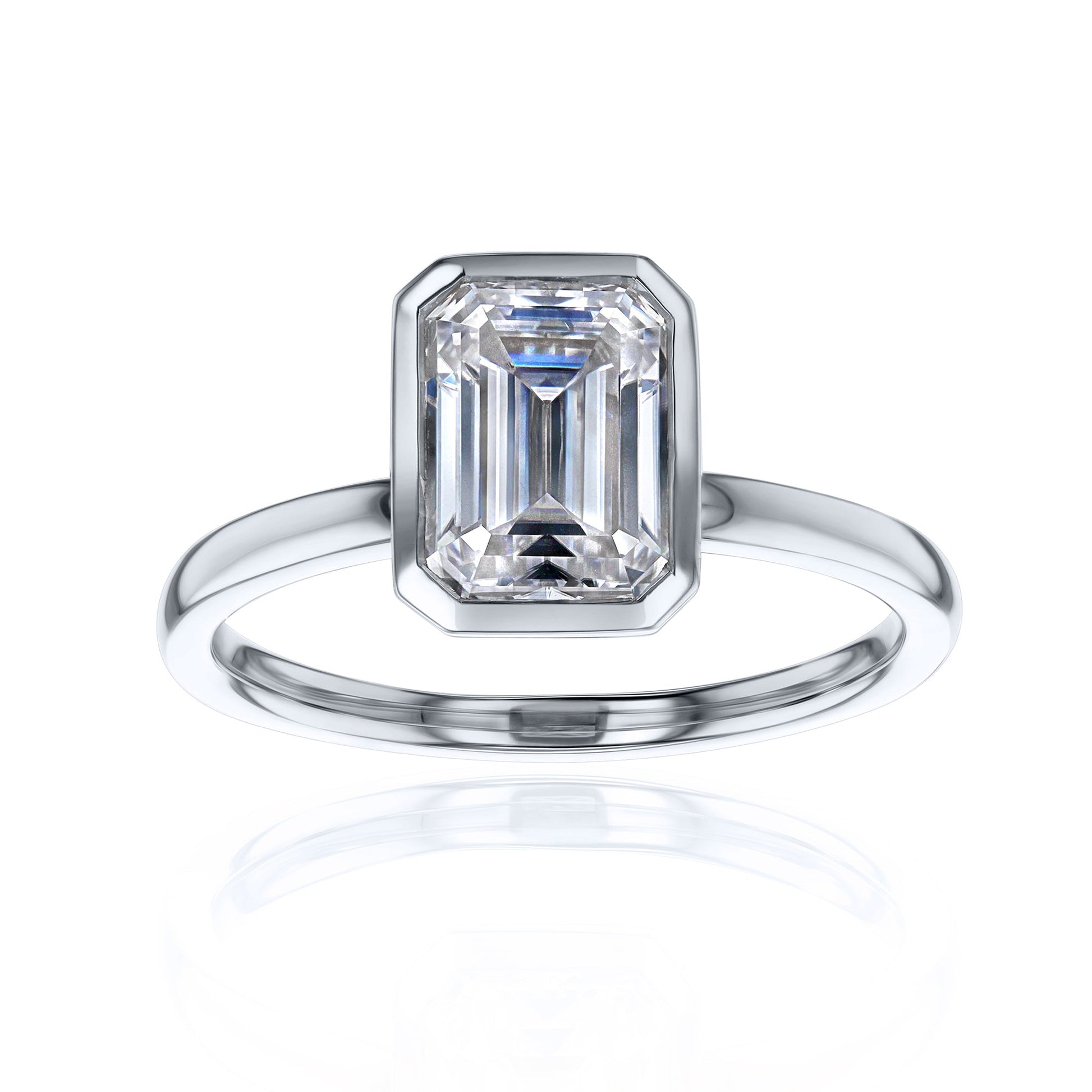 Kobelli 1.75ct Emerald Diamond Bezel Solitaire Engagement Ring