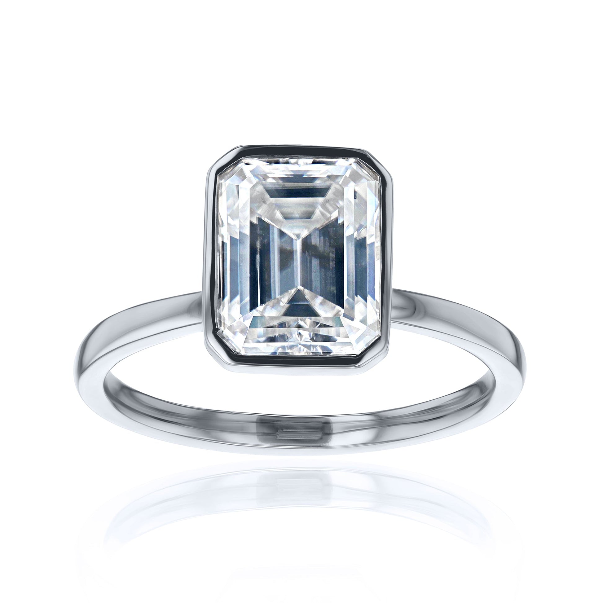 Kobelli 2.5ct Emerald Diamond Bezel Solitaire Engagement Ring