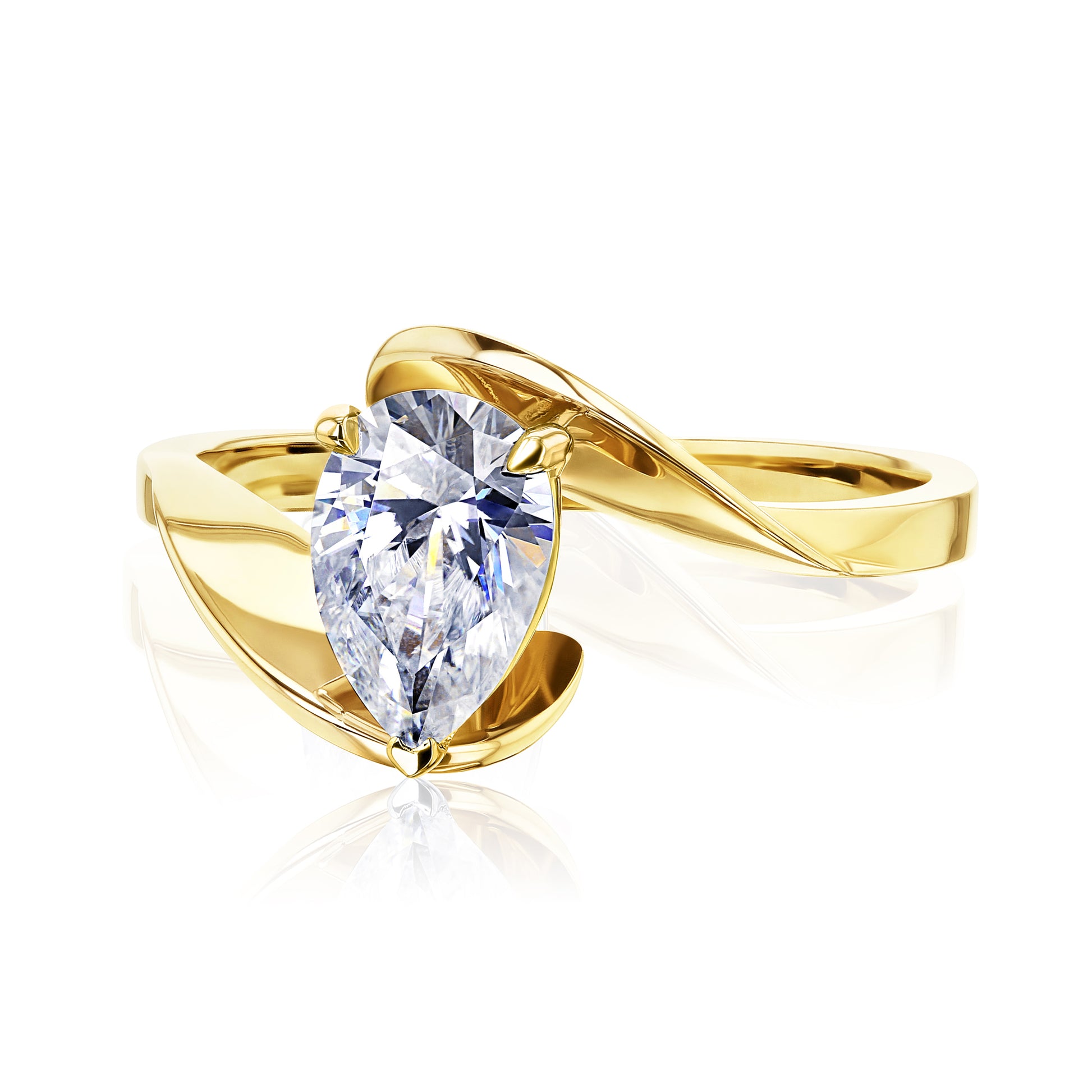 1.5 Carat Pear Solitaire Fan Ring