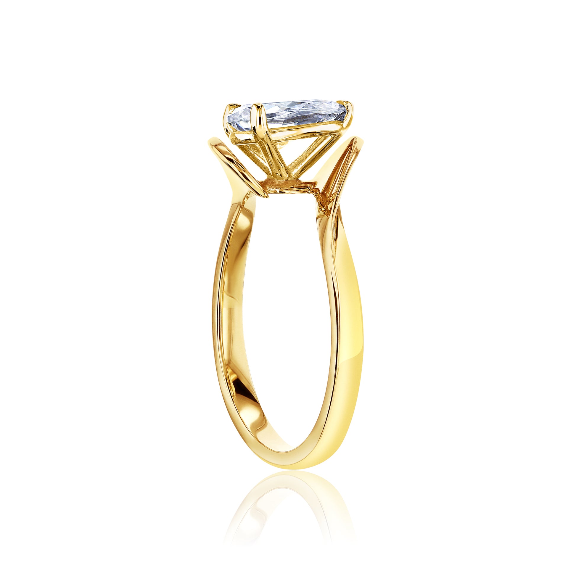 1.5 Carat Pear Solitaire Fan Ring