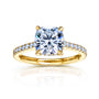 2.4 Carat Moissanite Cushion Hidden Halo Bristol Ring in Yellow Gold