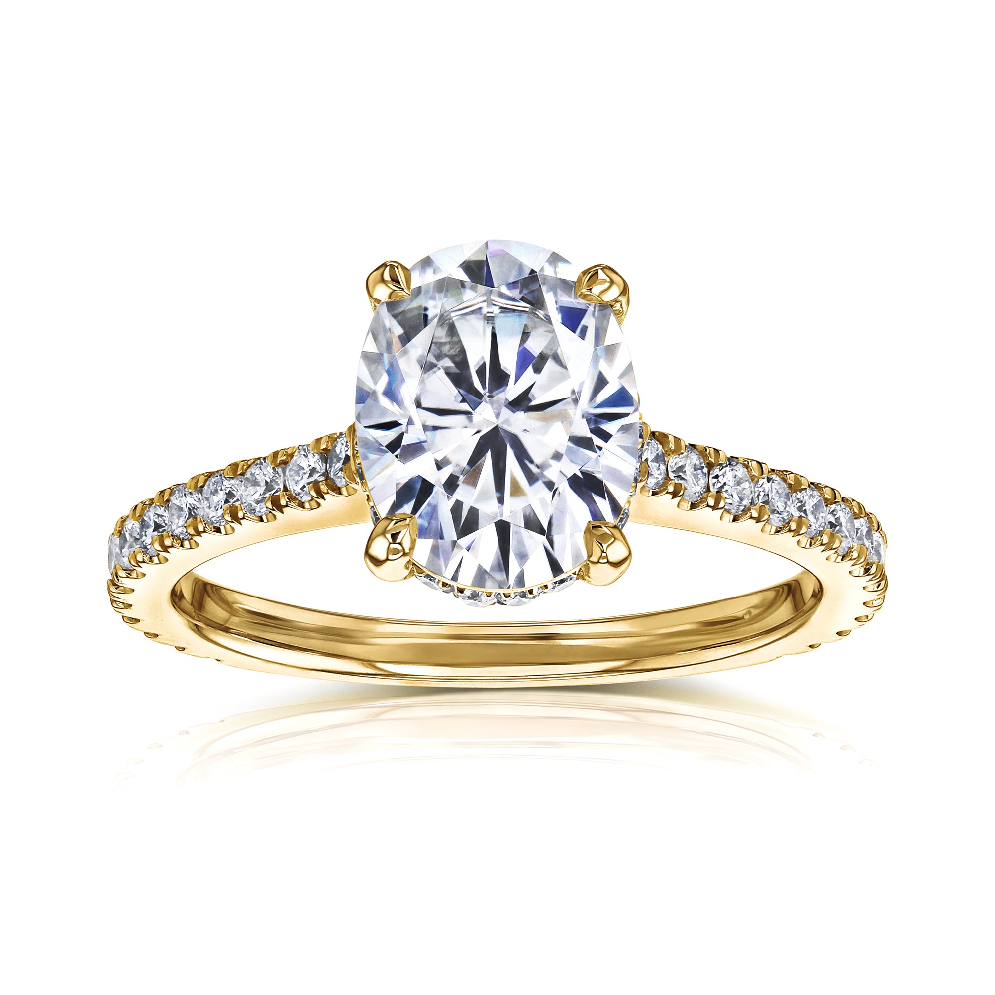 Kobelli 2.52ct Oval Moissante and Diamond Drop Halo Comfort Fit