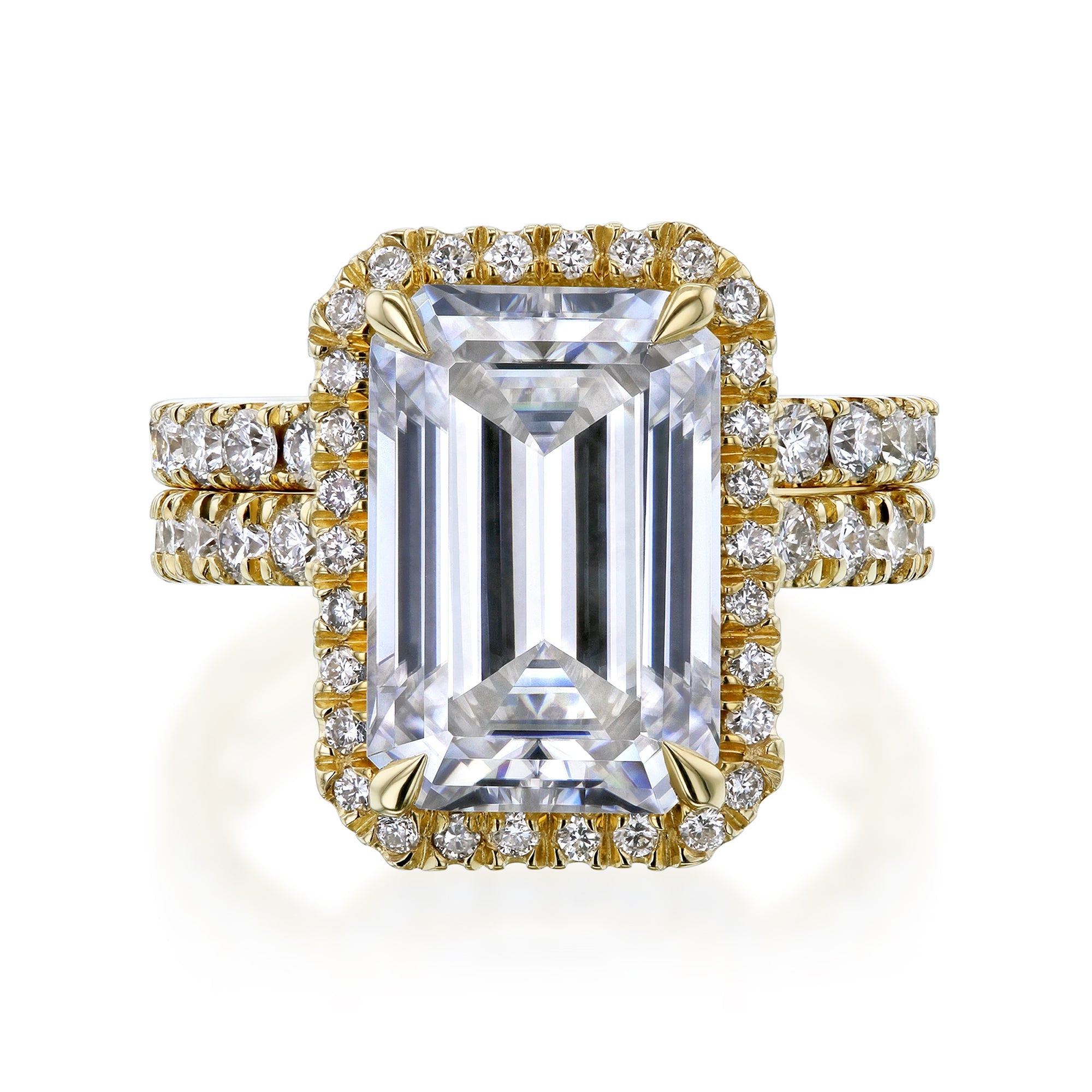 Kobelli Grown Emerald-Cut All-Diamond Sustainable Gold Bridal Set