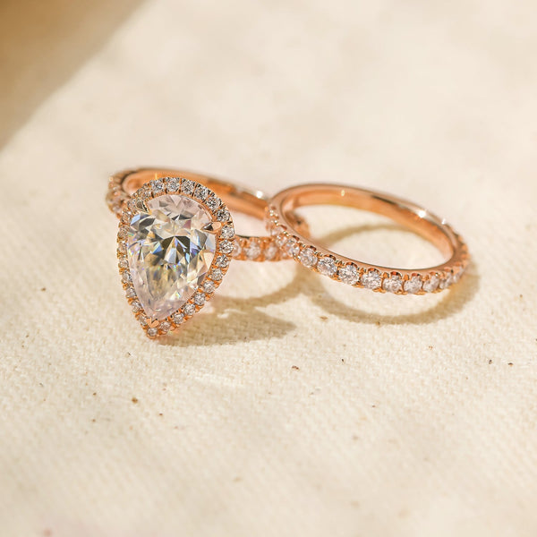 Kobelli Large Pear Diamond Halo Ethical & Sustainable Wedding Rings