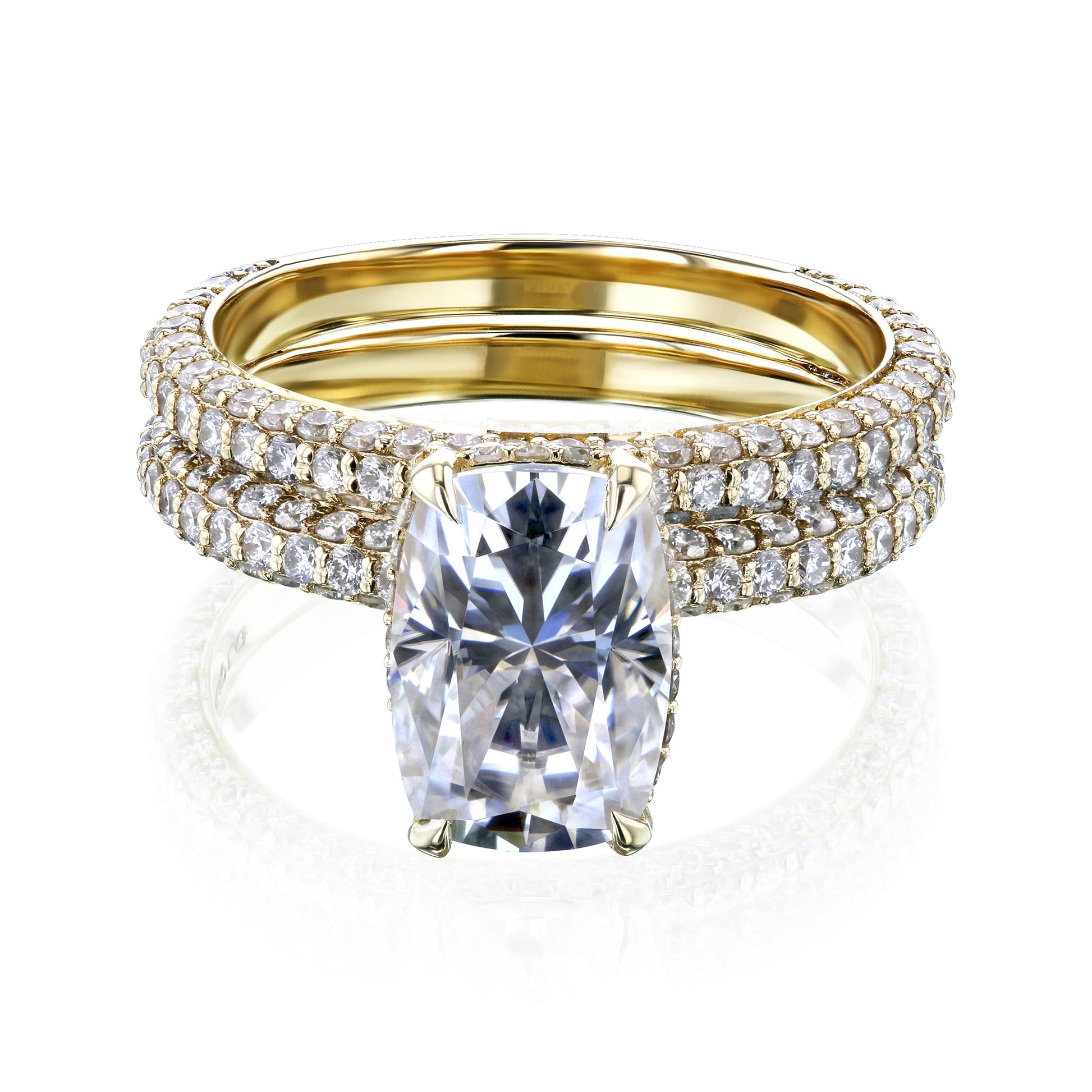 Kobelli Cushion 10x7 Moissanite Diamond-Coated Bridal Set