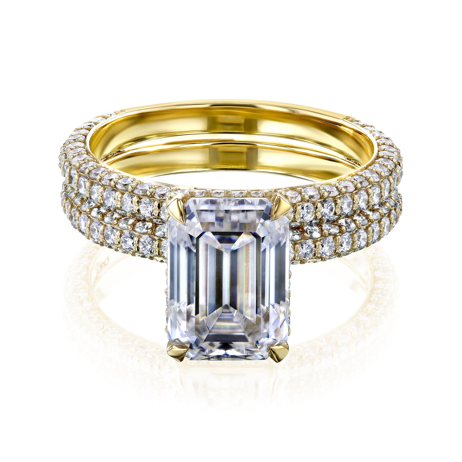 Kobelli Emerald 10x7 Moissanite Diamond-Coated Bridal Set