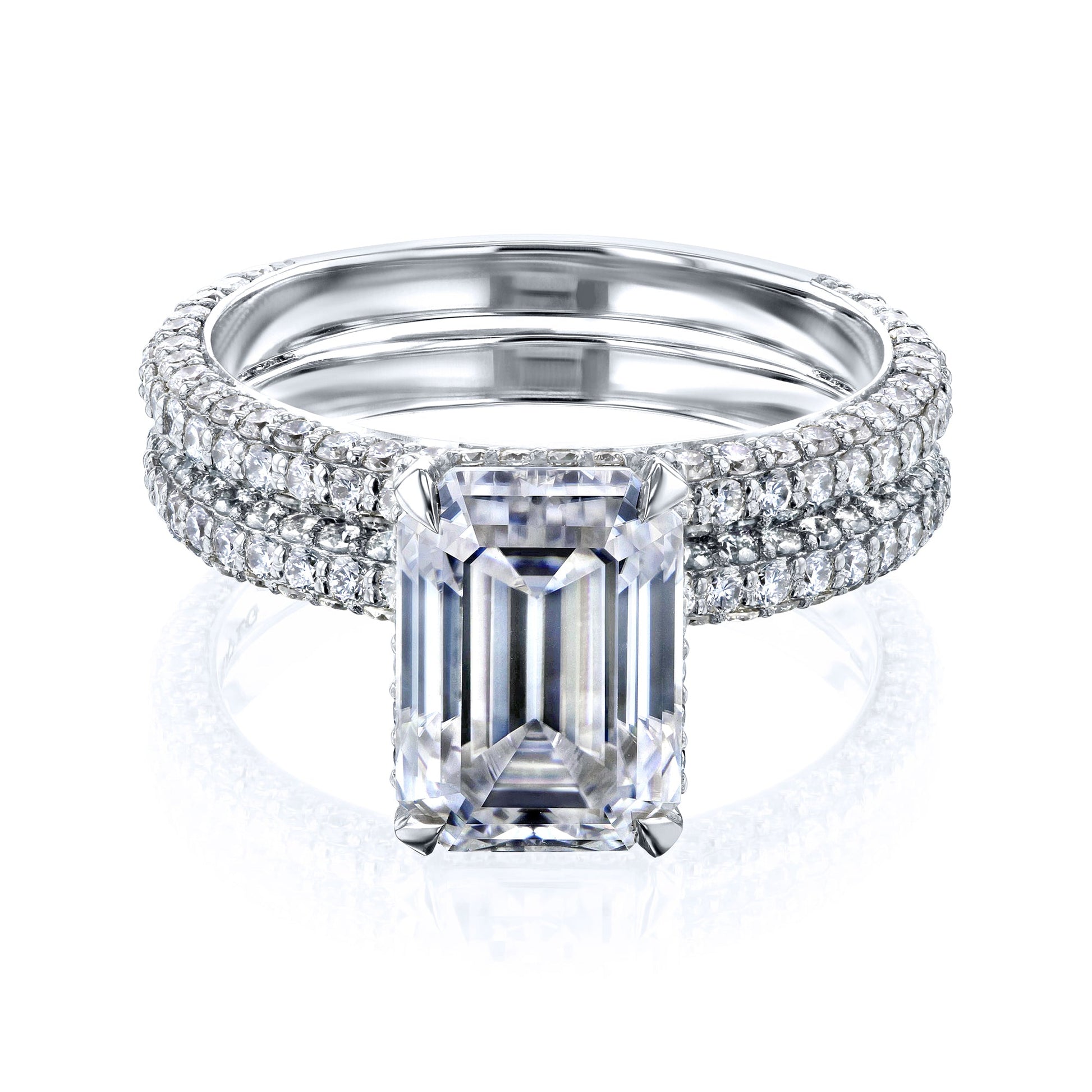 Kobelli Emerald 10x7 Moissanite Diamond-Coated Bridal Set