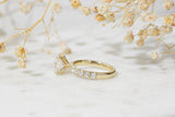 Kobelli Grown Diamond Ring 3ct Round in Yellow Gold - side view floral backdrop