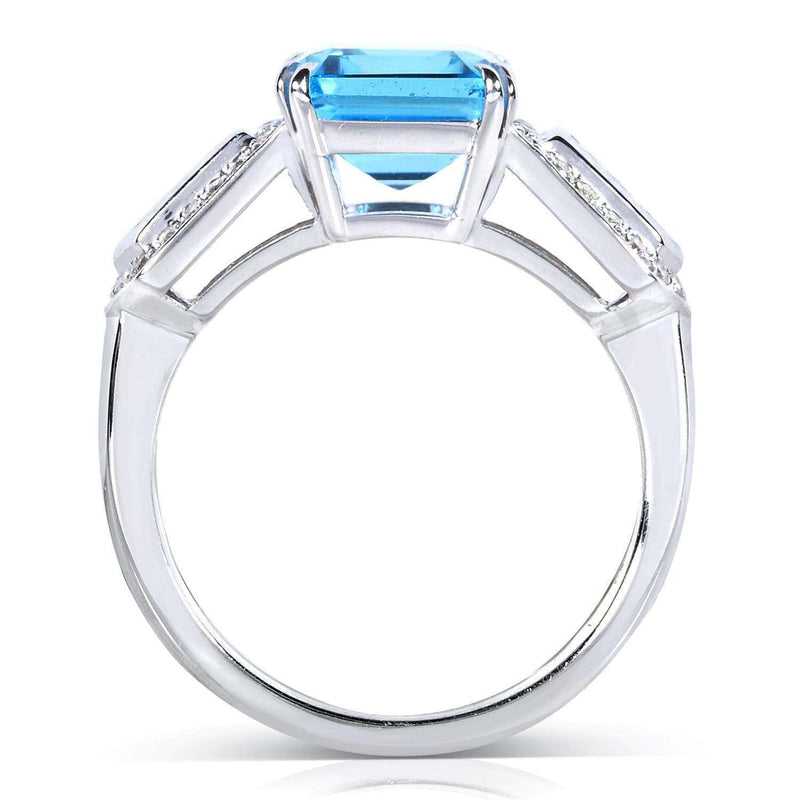 Kobelli Blue Topaz and Diamond Engagement Ring 4 1/2 Carat (ctw) in 14k White Gold