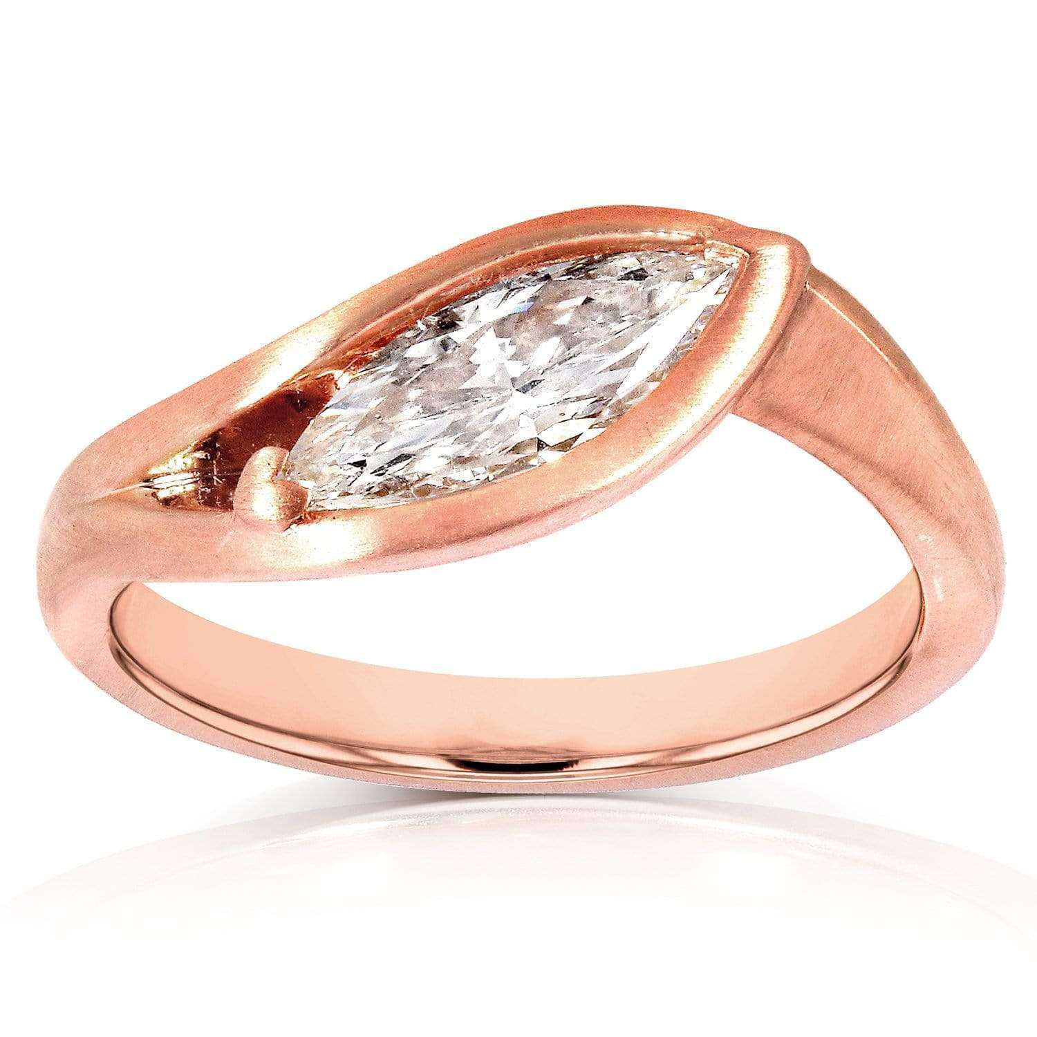 Kobelli Marquise Cut Bezel Diamond Ring 1 Carat in 14k Rose Gold (Certified FG/VS)
