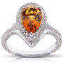 Kobelli Pear Pointed Orange Citrine Diamond Halo Ring (2 7/8 CTW)