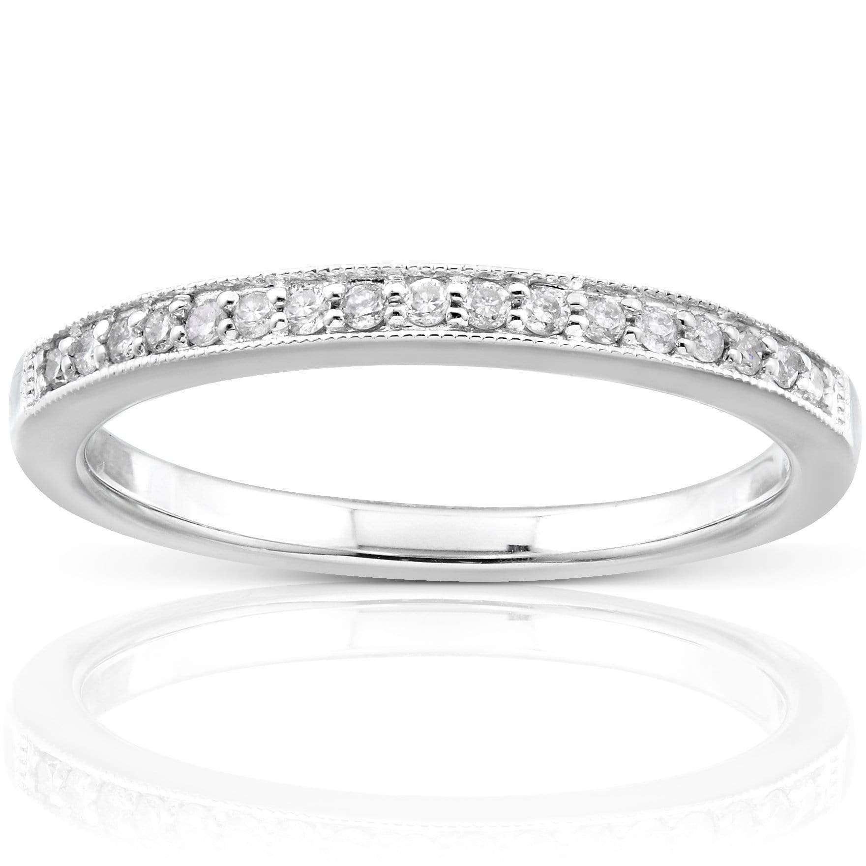 Kobelli Diamond Wedding Ring Milgrain Pave-set Slender Band in 14k Gold