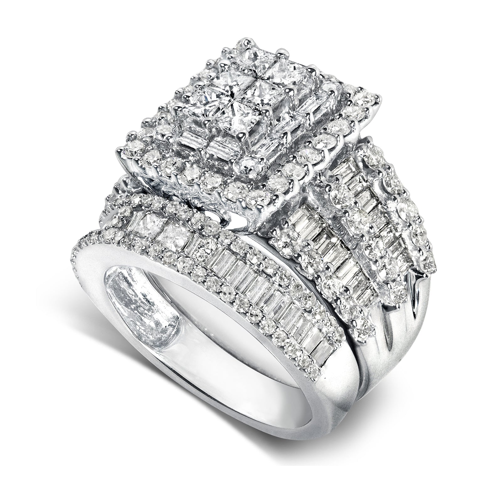 2.8 Carat Natural Diamond Square Cluster Gwen Bridal Set