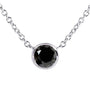 Kobelli Black Diamond 1/2 Carat Solitaire Bezel Necklace in 14K White Gold (16" Chain) 61716R-50BK-W