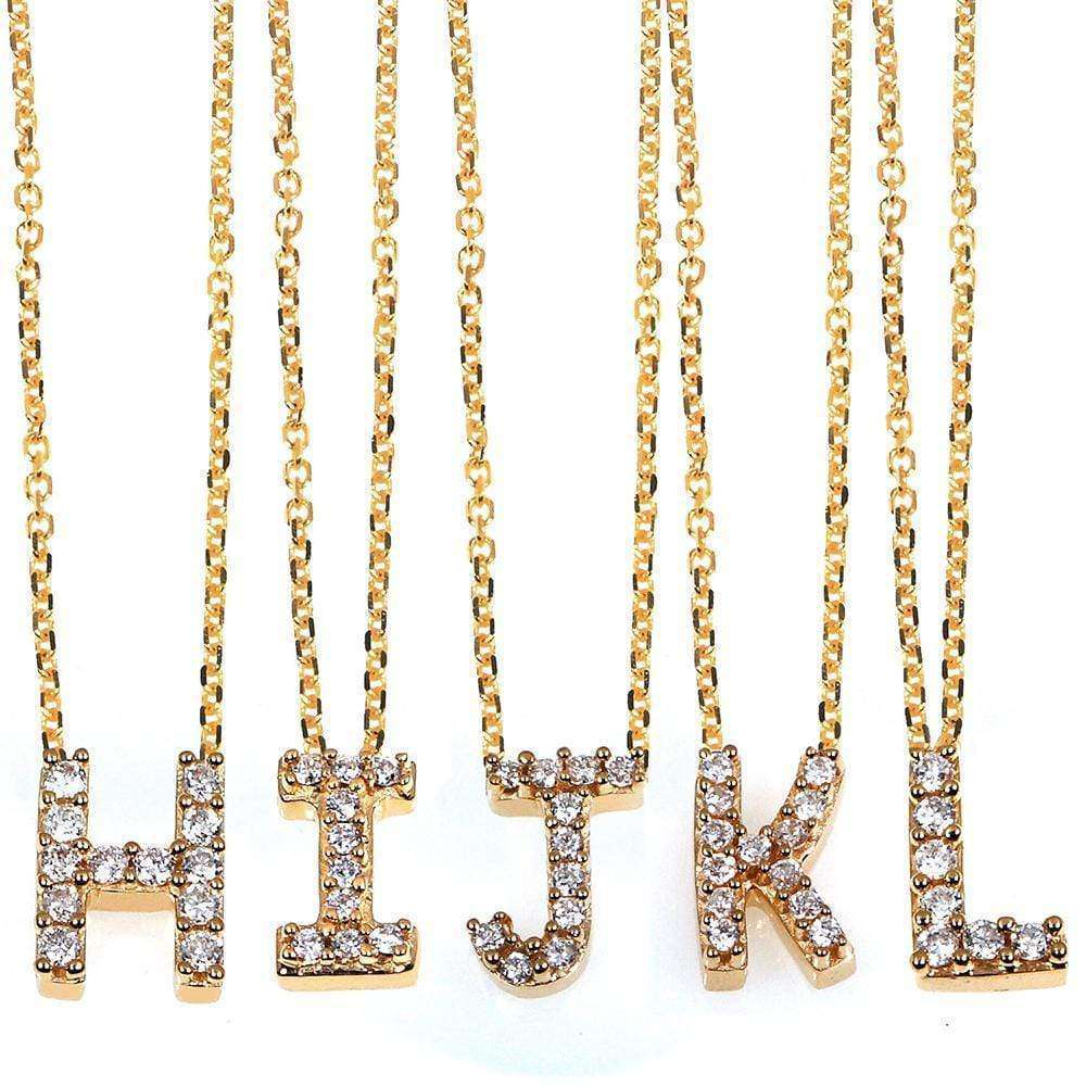 Kobelli Small A-Z Letter Diamond Pendant Gold