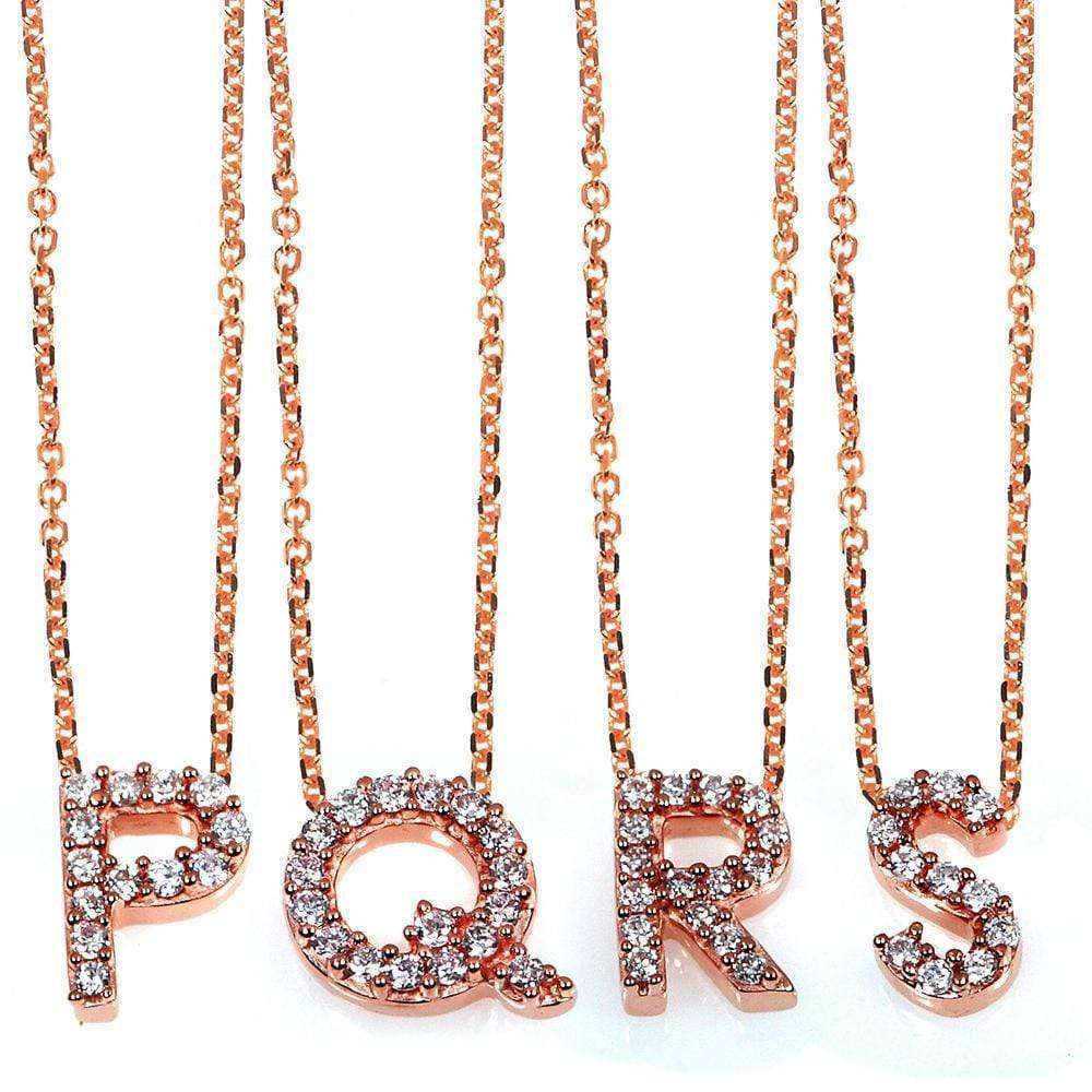 Kobelli Small A-Z Letter Diamond Pendant Gold