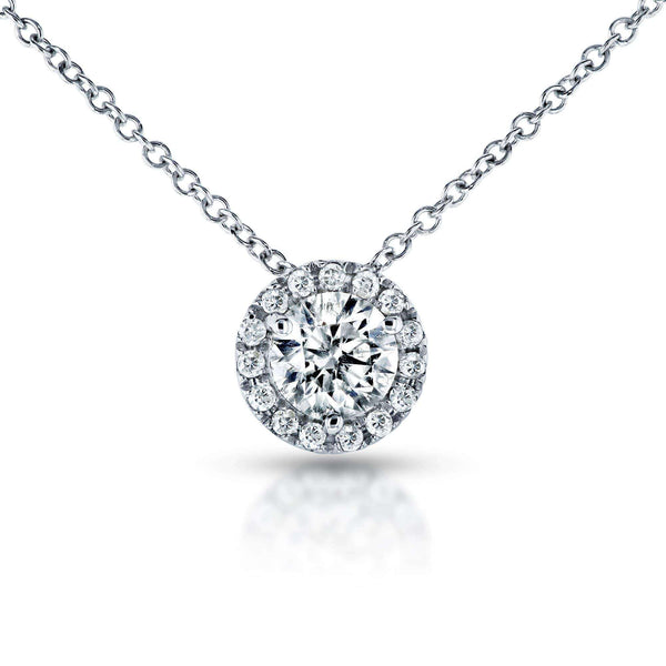 Kobelli Circle Diamond Halo Necklace 3/5 Carat (ctw) in 14k White Gold 61990
