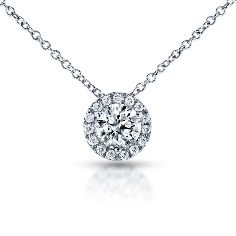 Kobelli Circle Diamond Halo Necklace 3/5 Carat (ctw) in 14k White Gold 61990