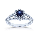 Vintage Star Halo Engagement Ring (Natural Diamond Sides) - Multiple Options