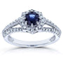 Kobelli Vintage Sapphire & Diamond Engagement Ring 1 Carat (ctw) in 14k White Gold