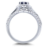 Kobelli Sapphire and 1/2ct TDW Diamond Star Halo Bridal Set 14k White Gold (2 Piece Set)