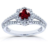 Vintage Star Halo Engagement Ring (Natural Diamond Sides) - Multiple Options