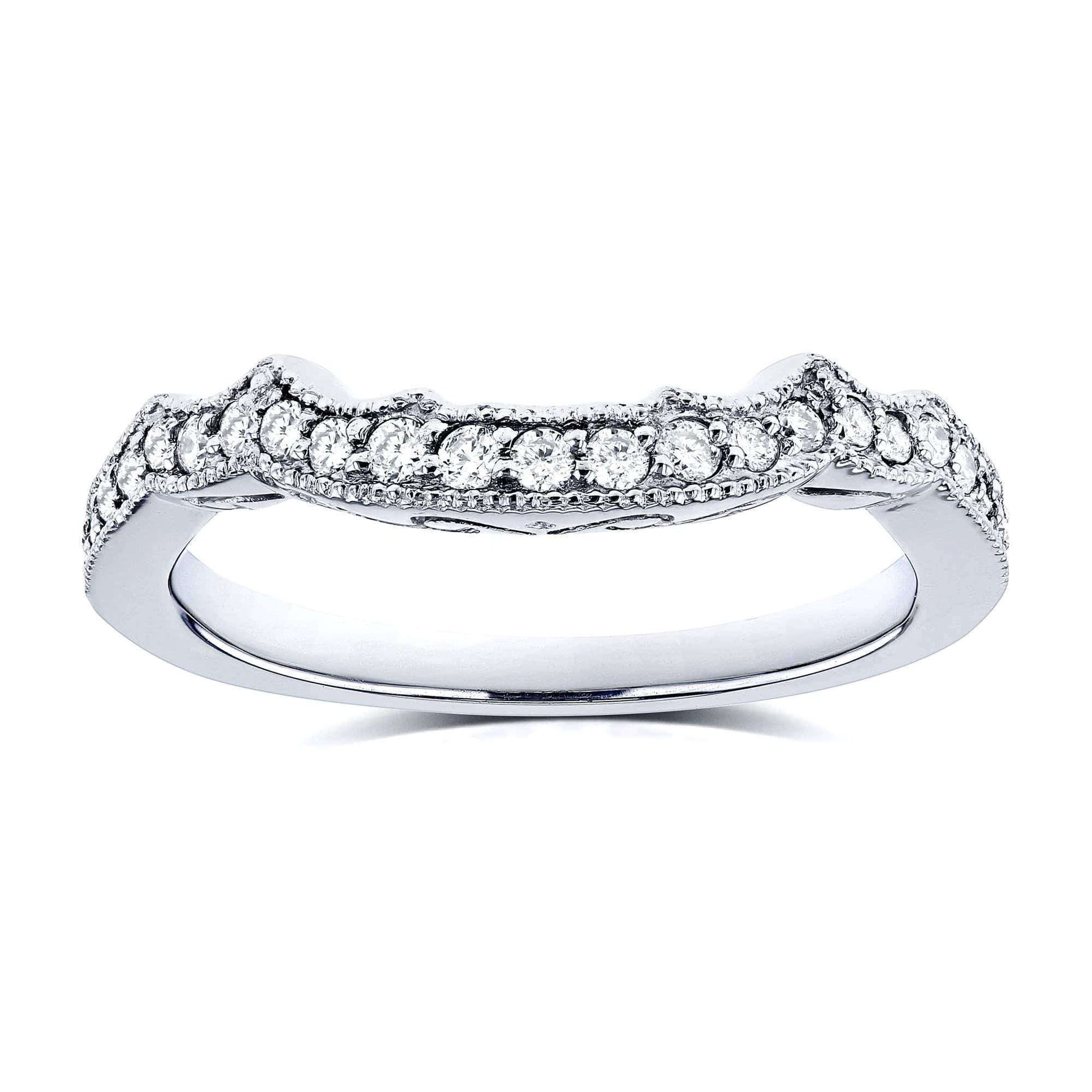 Kobelli 1/5 Carat TDW Diamond Milgrain Contour Wedding Ring in 14k White Gold