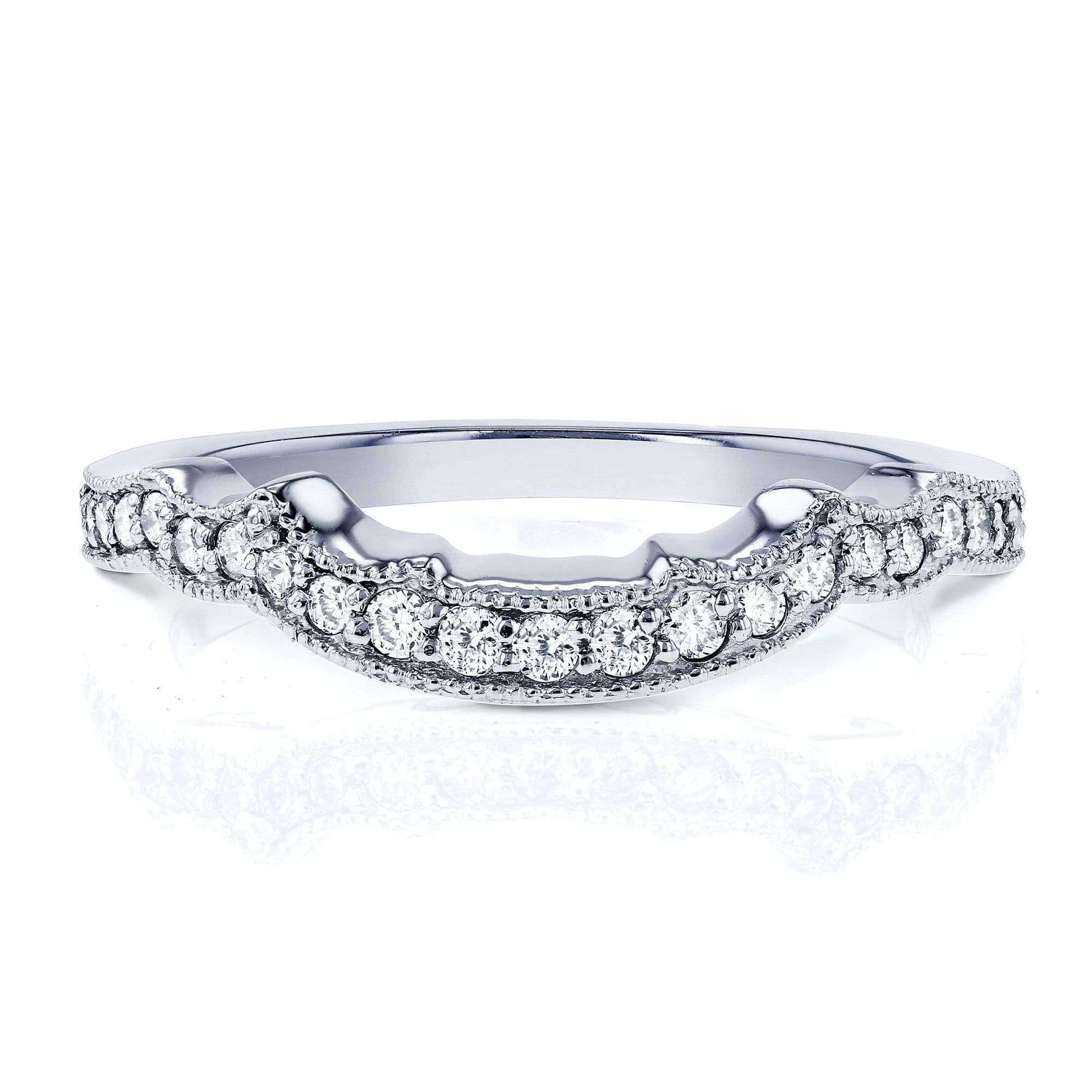 Kobelli 1/5 Carat TDW Diamond Milgrain Contour Wedding Ring in 14k White Gold