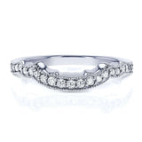 Kobelli 1/5 Carat TDW Diamond Milgrain Contour Wedding Ring in 14k White Gold