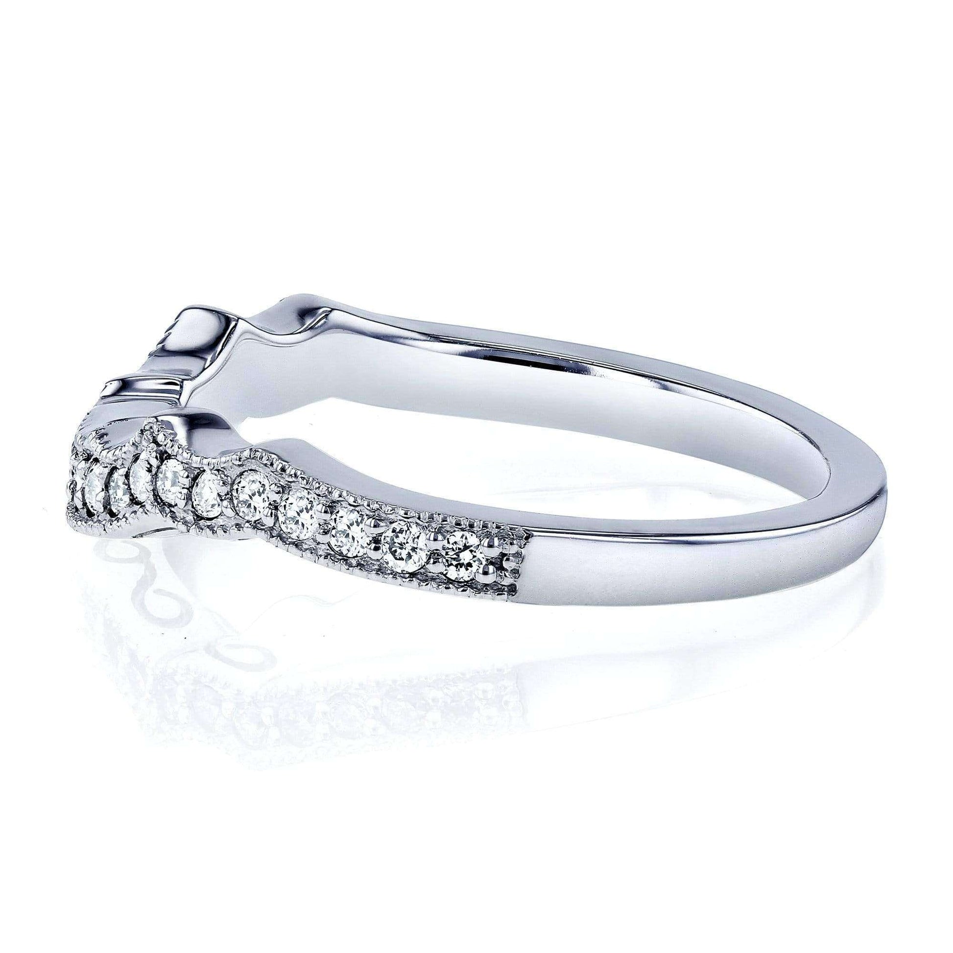 Kobelli 1/5 Carat TDW Diamond Milgrain Contour Wedding Ring in 14k White Gold