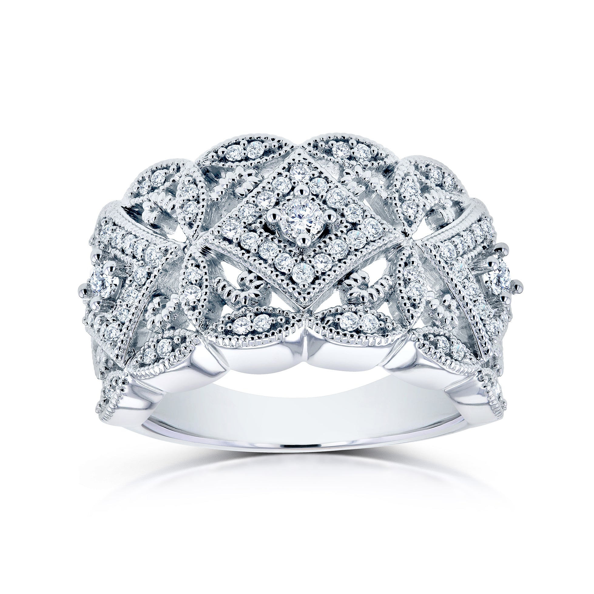 0.5 Carat Natural Diamond Filigree Milestone Ring
