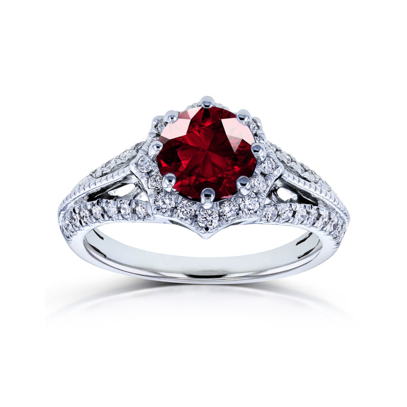 Vintage Web Halo Engagement Ring (Natural Diamond Sides) - Multiple Options