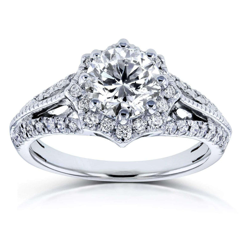 Vintage Web Halo Engagement Ring (Natural Diamond Sides) - Multiple Options