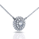 Kobelli Round Diamond Cluster Necklace 7/8 CTW in 14K White Gold (16" Cable Gold Chain) 62235