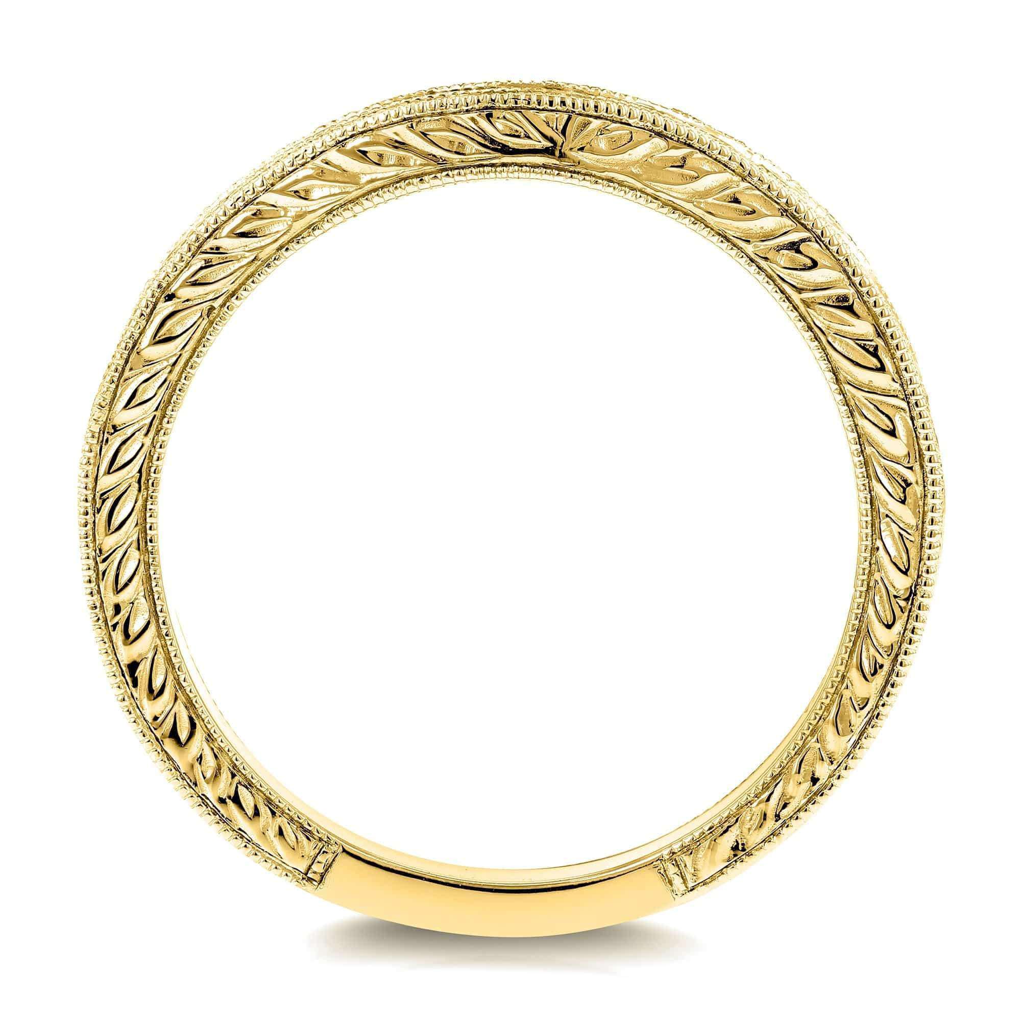 Kobelli Diamond Contoured Wedding Band Vintage Engravings 1/5ct TDW in 14k Yellow Gold