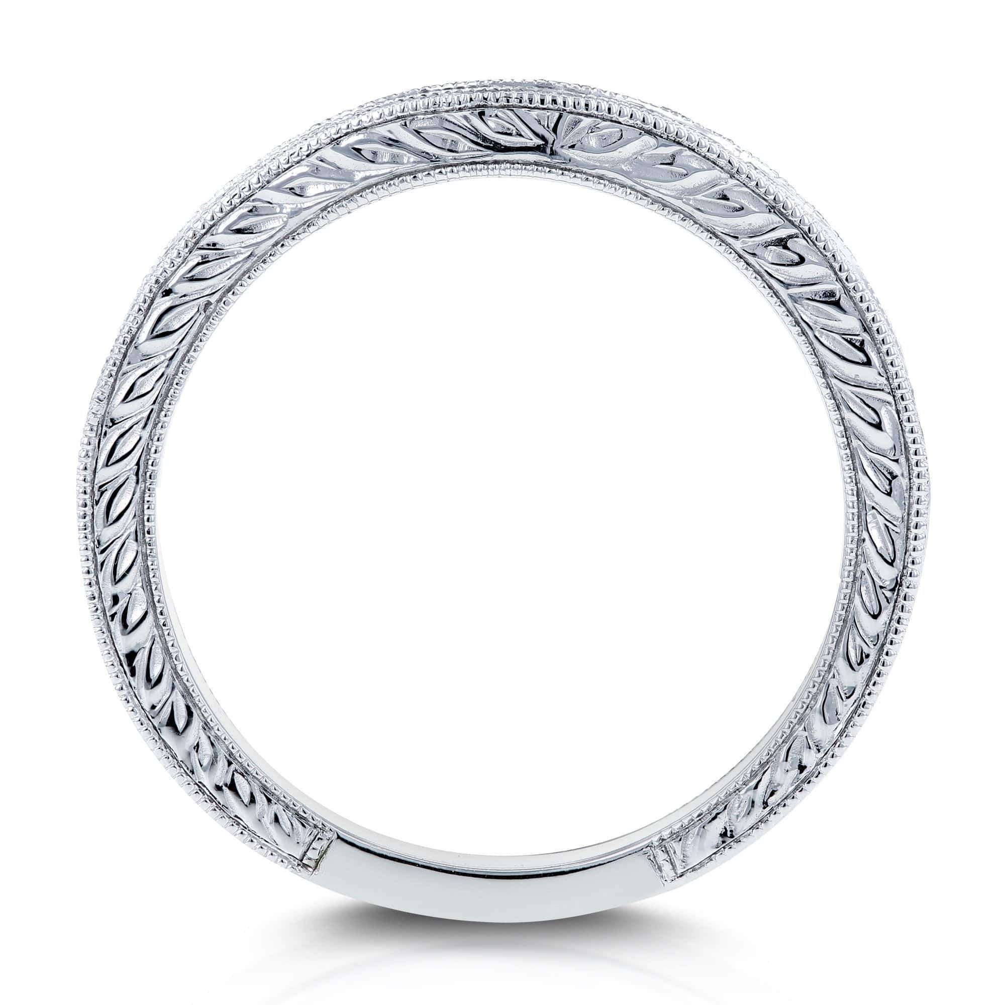 Kobelli Diamond Contoured Wedding Band Vintage Engravings 1/5ct TDW in 14k White Gold