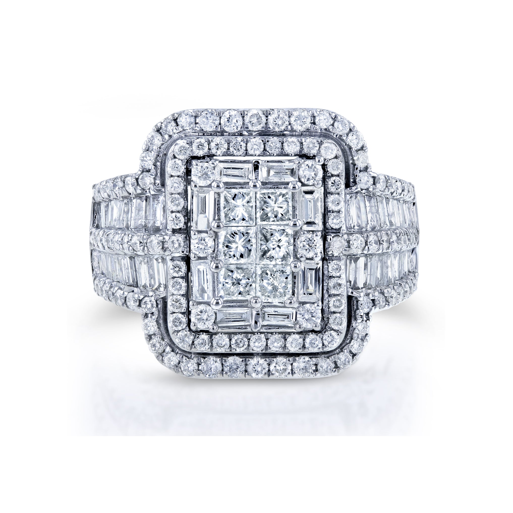 lont Deuk Zonder hoofd Multi Diamond Rectangular Frame Engagement Ring (2 CTW) – Kobelli
