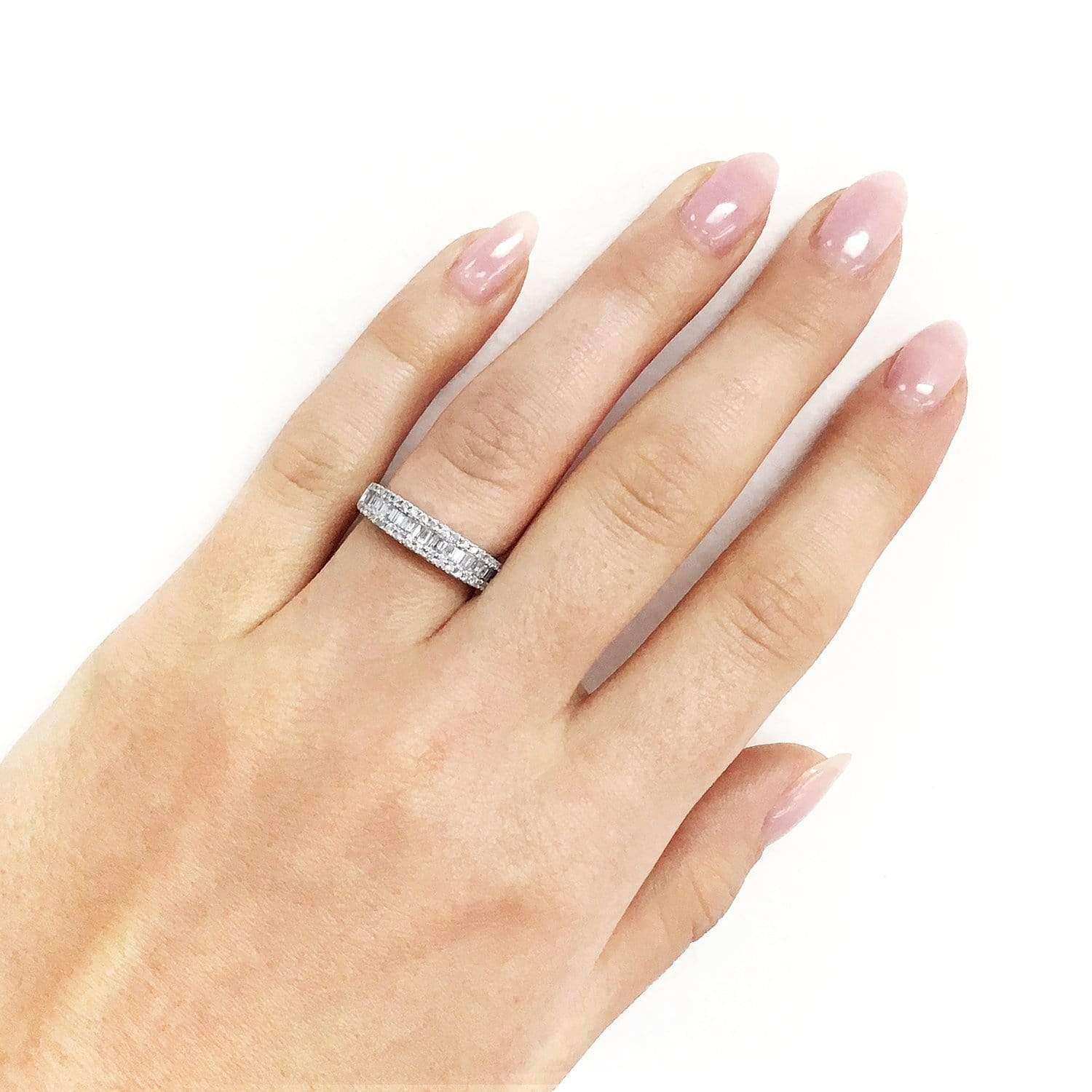 Kobelli Baguette and Round Diamond Wedding Ring 1/2 CTW in 14K White Gold