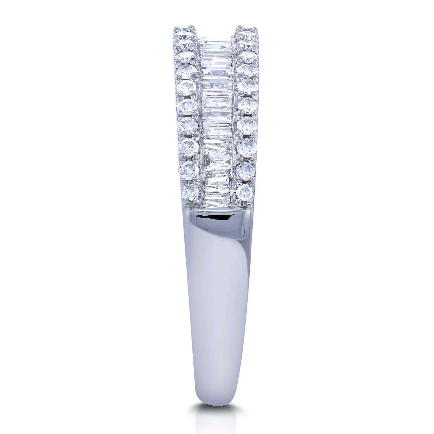 Kobelli Baguette and Round Diamond Wedding Ring 1/2 CTW in 14K White Gold