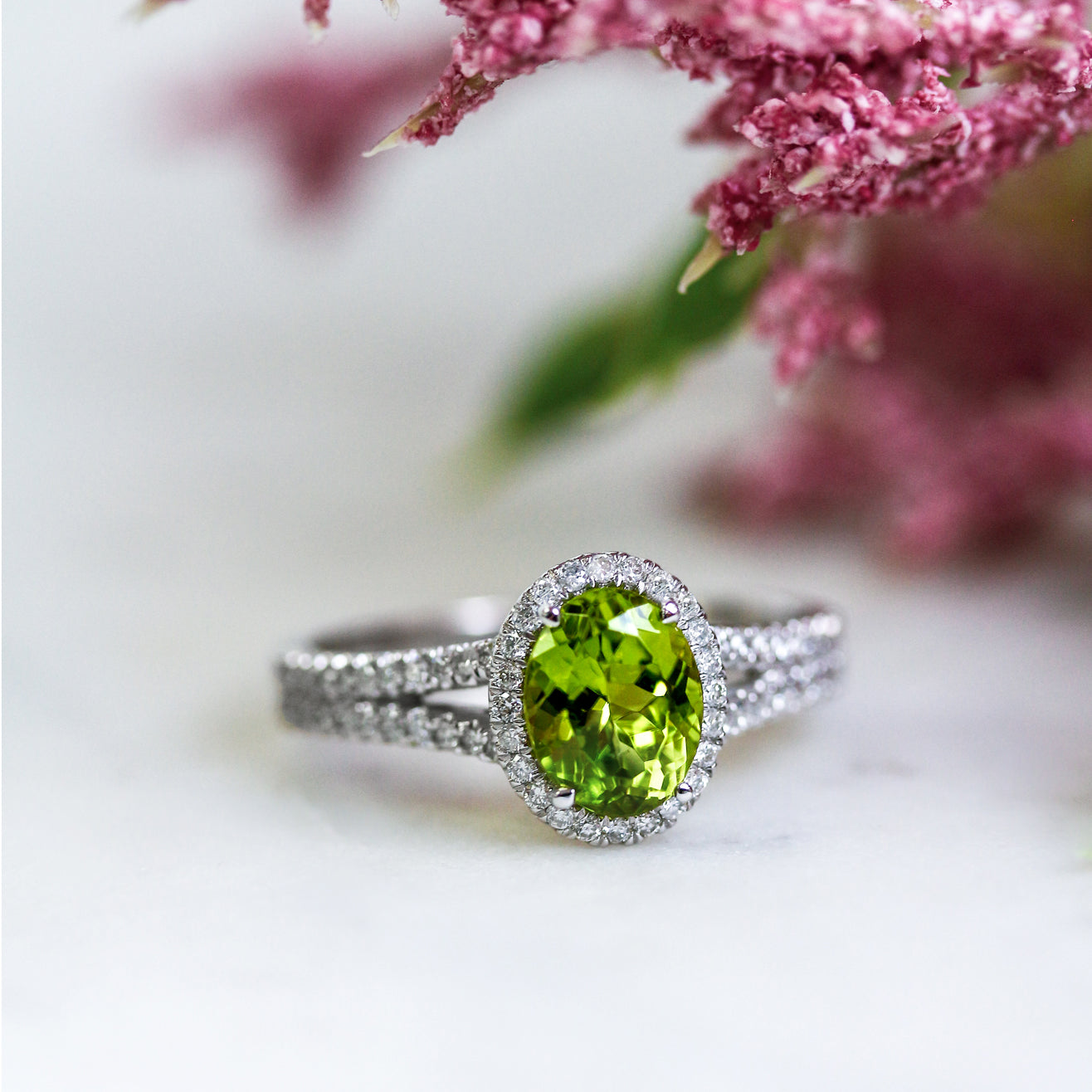 Gemstone Split Ring (Peridot, Amethyst, or Topaz)