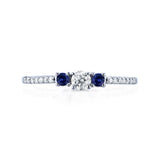 3-Stone Diamond & Sapphire Ring - 1/4ct.tw