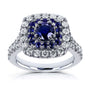 Kobelli Sapphire and Diamond Double Halo Ring 14k White Gold (1 7/8 CTW)