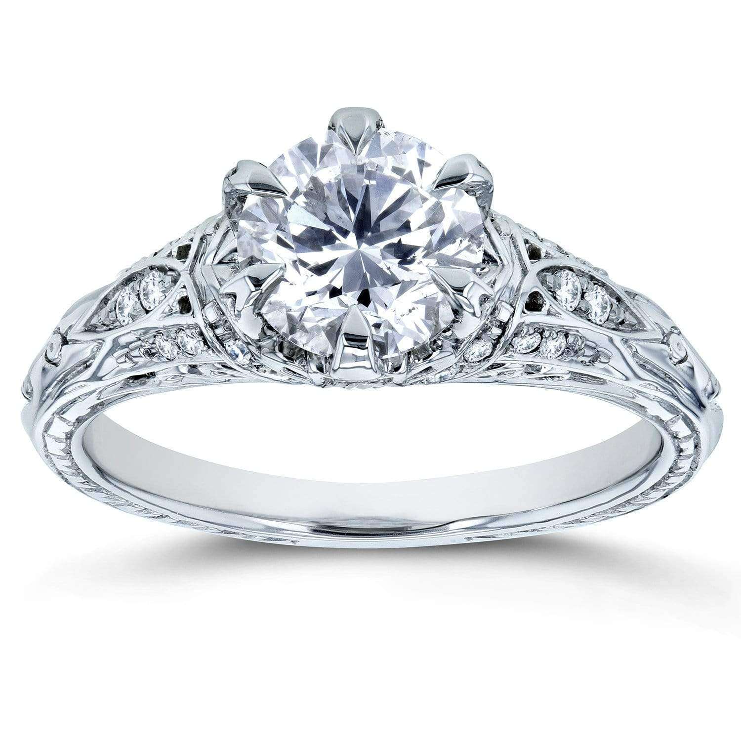 Kobelli Diamond 6-Prong Antique Engagement Ring 1 1/6 CTW 14k White Gold
