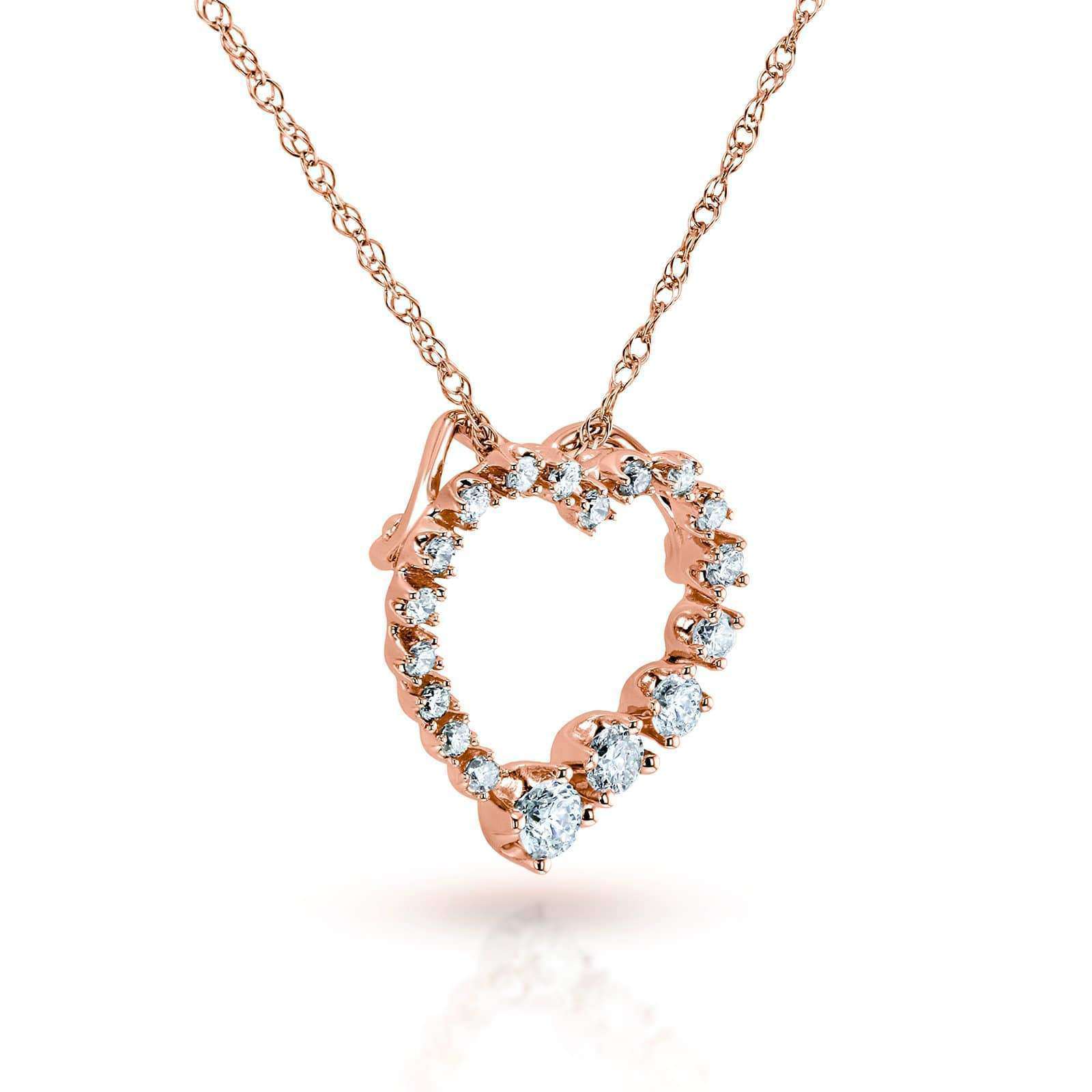0.25 Carat Natural Diamond Graduating Heart Necklace