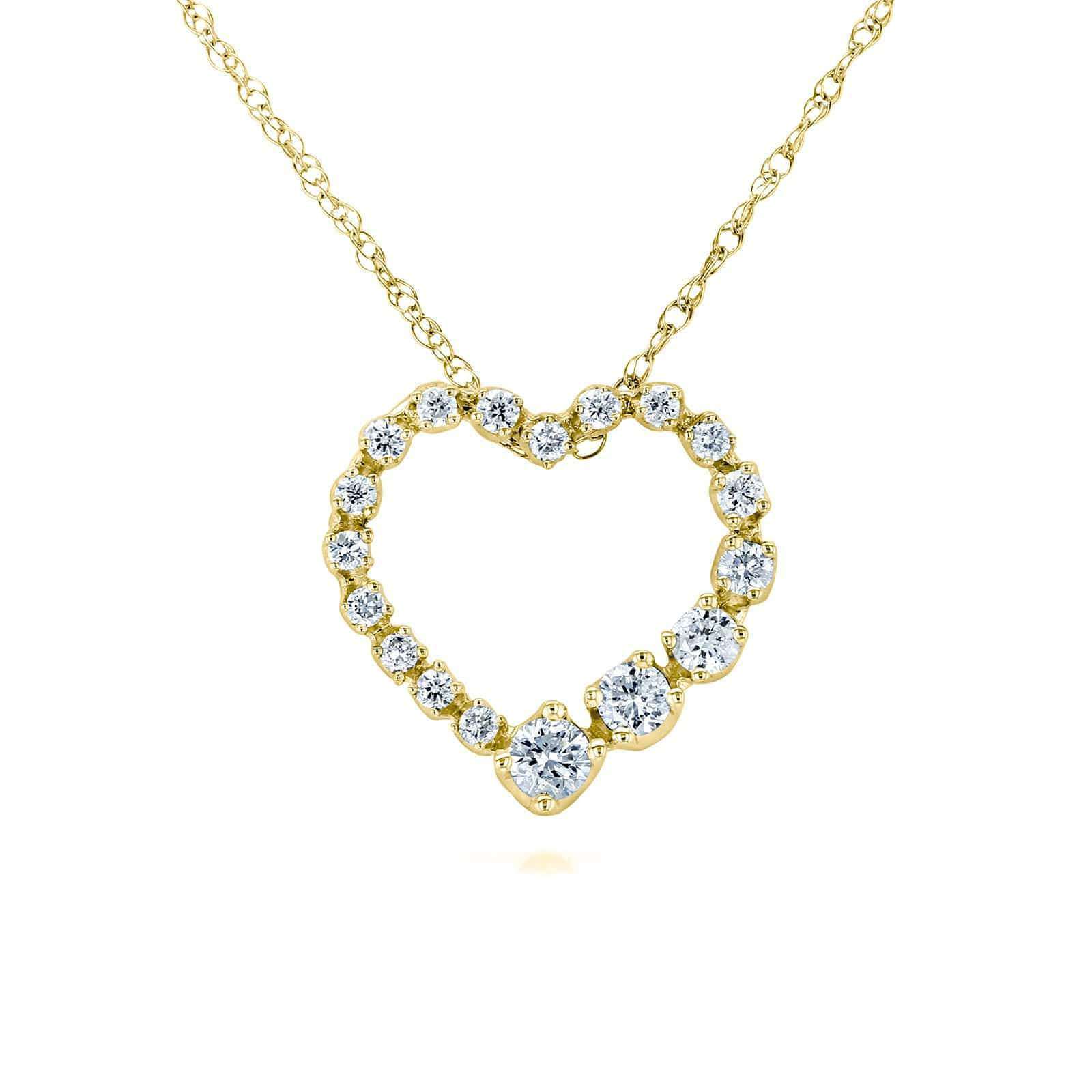 0.25 Carat Natural Diamond Graduating Heart Necklace