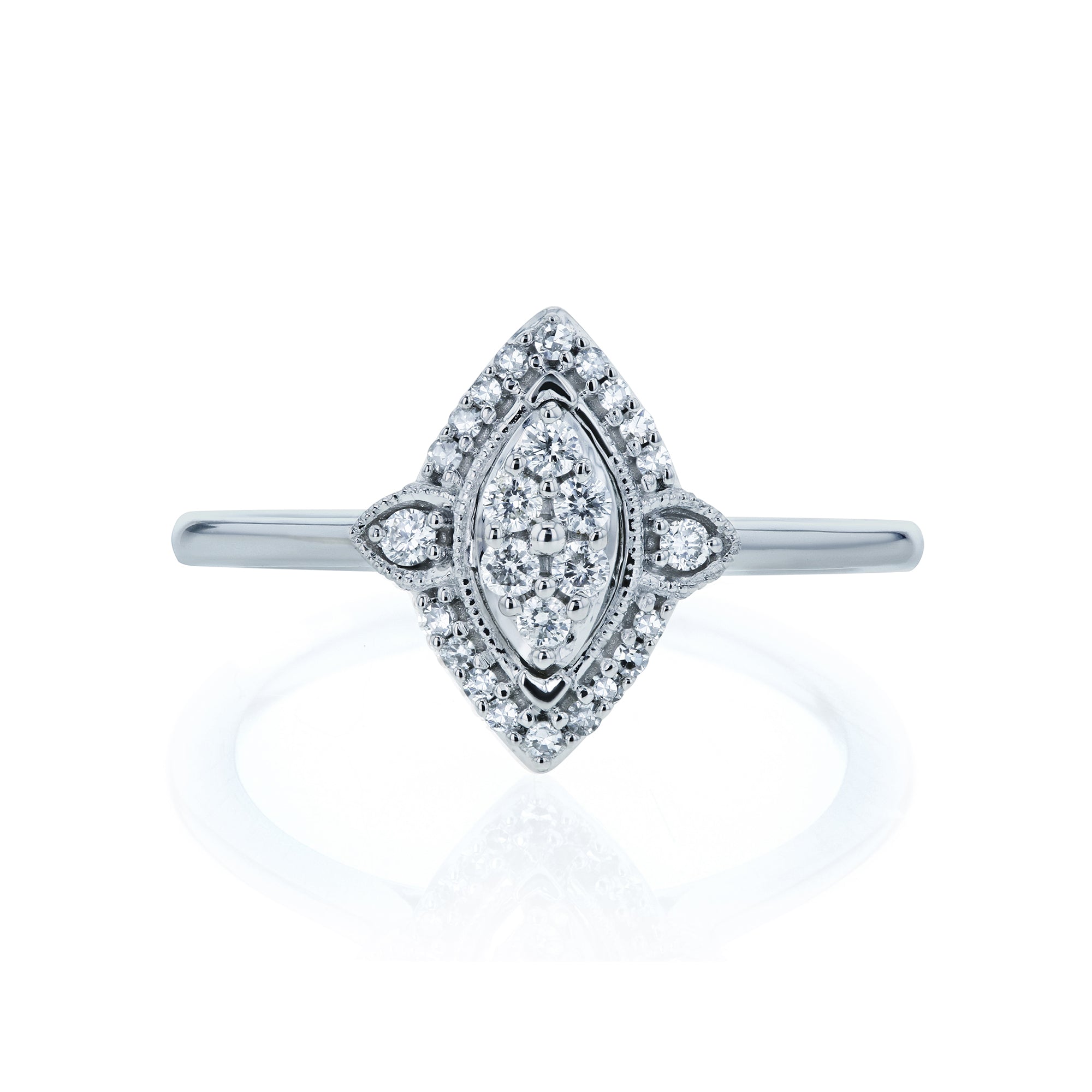 0.16 Carat Natural Diamond Marquise Cluster Promise Ring